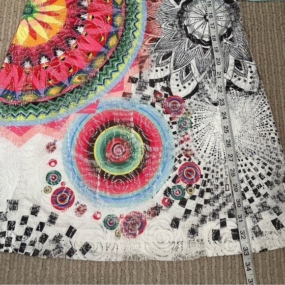 Fleur De Lis Mandala Print Lace Overlay Shift Dress - Picture 15 of 15